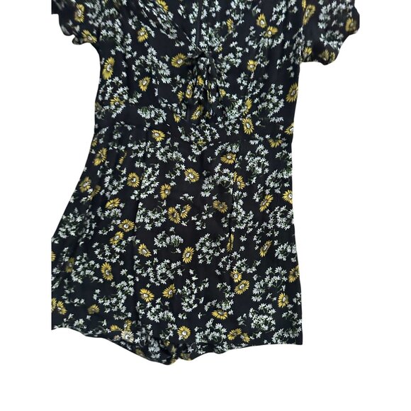 FREE PEOPLE Floral Black Yellow Cutout Romper Size 2 - Picture 7 of 8